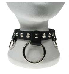Collar Cuero Cono Triple Aro Slave