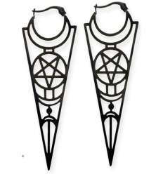 Pendientes Pentagrama Triangular Acero Negro (par)