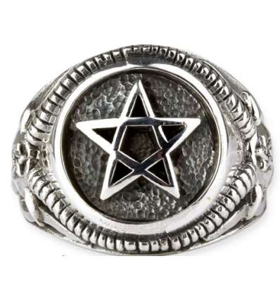 Anillo Pentagrama Cabra Plata