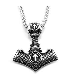 Colgante Martillo De Thor Odin y Triqueta Acero 2