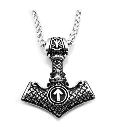 Colgante Martillo De Thor Odin y Triqueta Acero