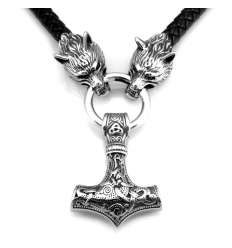 Colgante Martillo De Thor y Lobo Fenris Acero