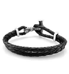 Pulsera Martillo Thor Acero Cuero 2