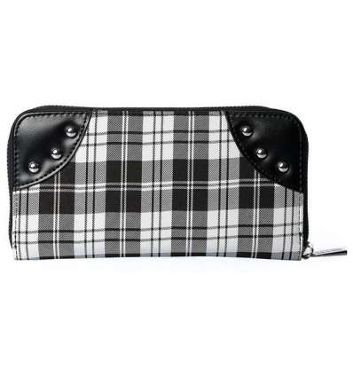 Cartera Alargada Escocesa Esposas Blanca Negra