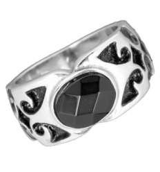 Anillo Piedra Negra Acero