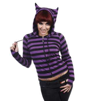 Sudadera para chica Rayas Morada Negra con cremallera