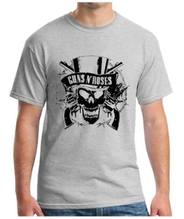 Camiseta GUNS N ROSES - Skull Hat Gris