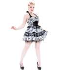 Vestido Corto Calaveras Rosas Volantes