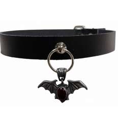 Collar Cuero Murciélago Piedra