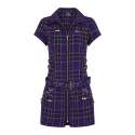Vestido Corto Escocés Morado Punk Correas Cremalleras