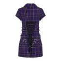 Vestido Corto Escocés Morado Punk Correas Cremalleras