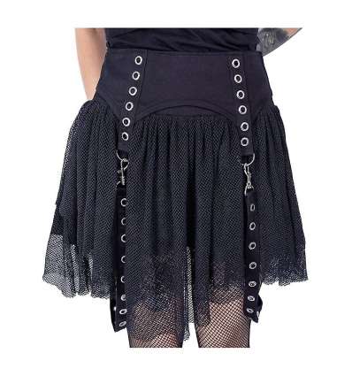 Minifalda Negra Cybele Correas Rejilla