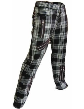 Pantalón Escocés  Blanco y Negro con Cremalleras
