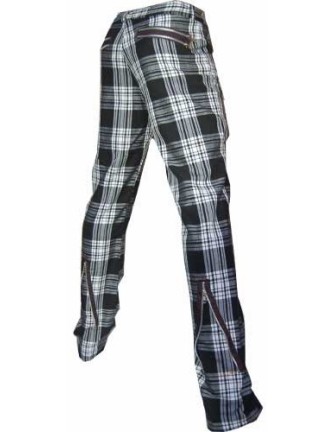 Pantalón Escocés  Blanco y Negro con Cremalleras 2