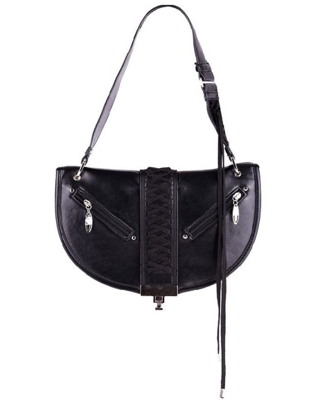 Bolso Estilo Biker Rock Con Cinta y cremalleras