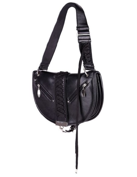 Bolso Estilo Biker Rock Con Cinta y cremalleras