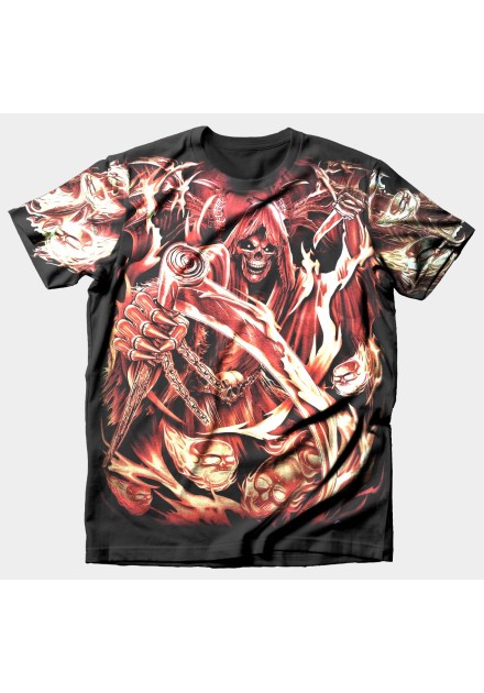 Camiseta Reaper Flames Skulls Full Print