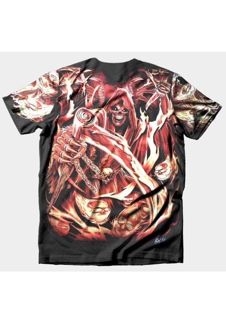Camiseta Reaper Flames Skulls Full Print Camiseta Reaper Flames Skulls Full Print