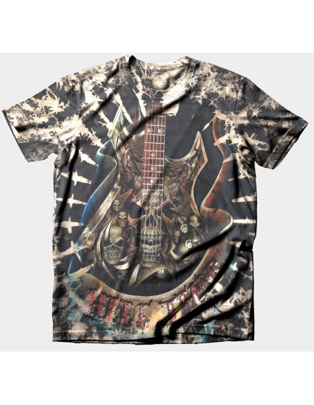 Camiseta Guitarra Calavera Full Print