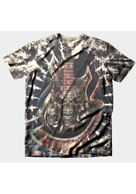 Camiseta Guitarra Calavera Full Print Camiseta Guitarra Calavera Full Print