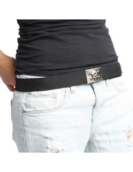 Cinturón de tela con Calavera 666