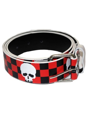 Cinturón Ska Rojo y Negro Calavera PVC