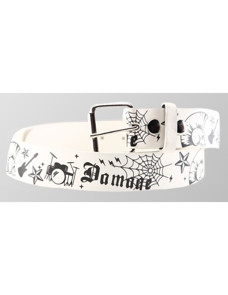 Cinturón Calavera Guitarra Damage Blanco PVC