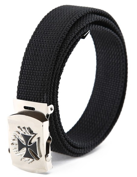 Cinturón de tela Cruz Malta Llamas