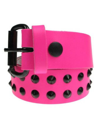 Cinturón Cuero cono 2 filas Rosa y Negro (3.8 cm ancho)