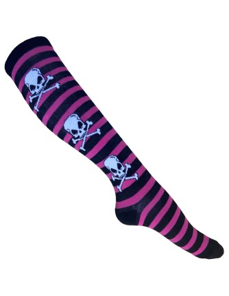 Calcetin largo Rosa Negro con Calaveras 2