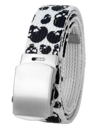 Cinturón de tela con Calaveras Blanco
