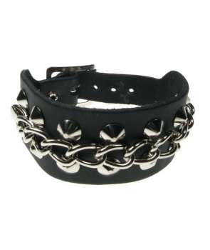 Muñequera cono 2 filas cadena central