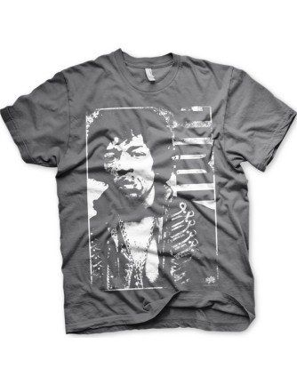 Camiseta Jimi Hendrix - Distressed Gris Oscura