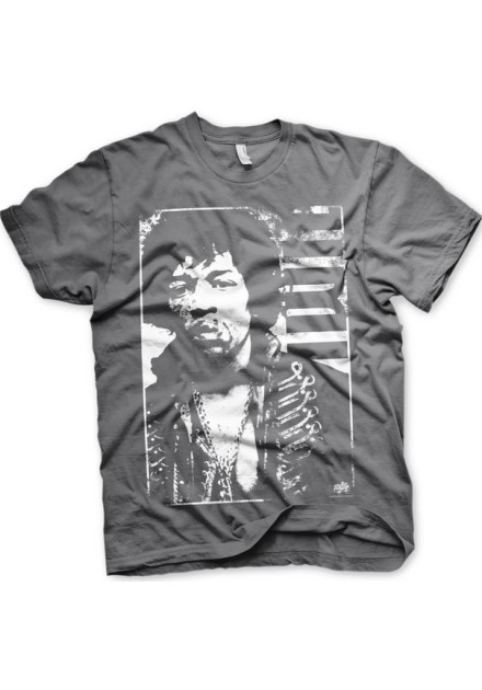 Camiseta Jimi Hendrix - Distressed Gris Oscura