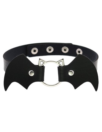 Collar Gótico Alas Murciélago Cabeza Gato Vegano