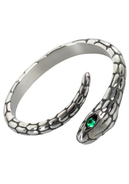 Anillo Serpiente Piedra Verde Acero