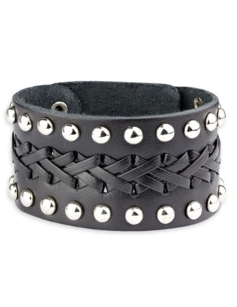 Muñequera Cuero Trenzada con Remaches