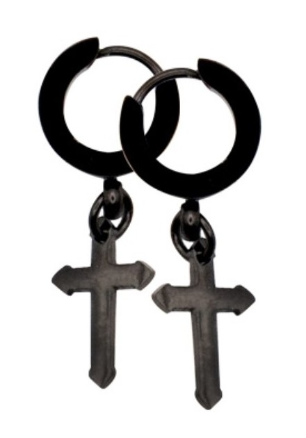 Pendientes Cruz Medieval Negra Acero...