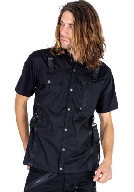 Camisa Gótica Indistrial LEONIDAS Correas