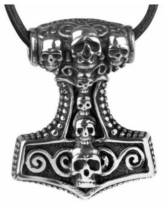 Colgante Martillo de Thor Calaveras Acero