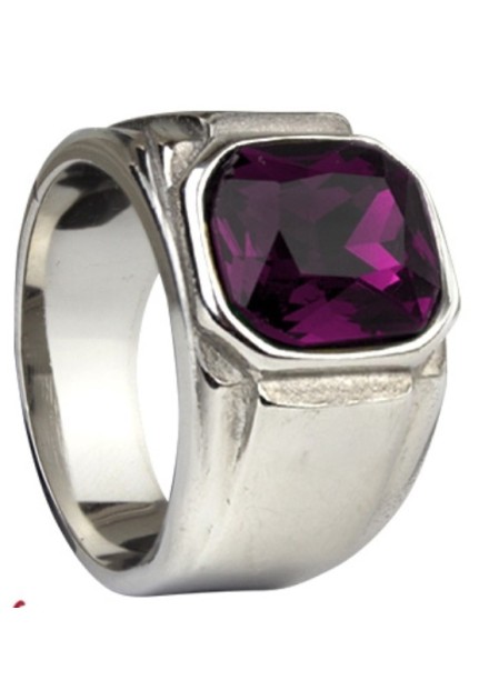Anillo Piedra Morada Acero
