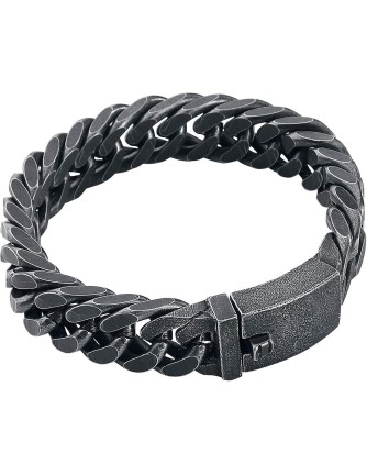 Pulsera Gruesa Plana Acero Envejecido