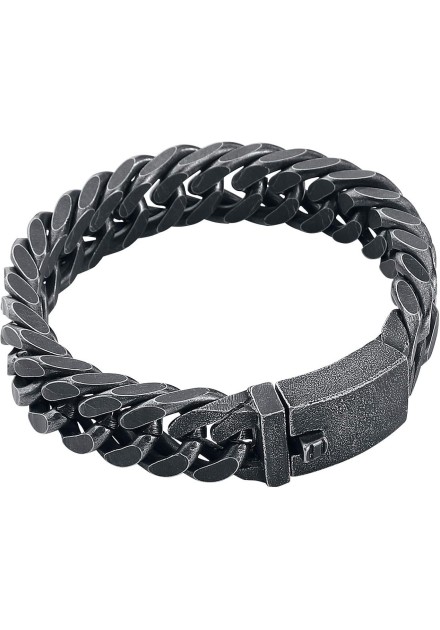 Pulsera Gruesa Plana Acero Envejecido
