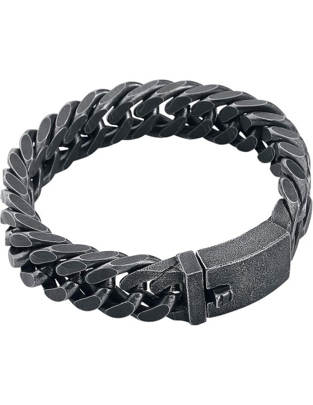 Pulsera Gruesa Plana Acero Envejecido