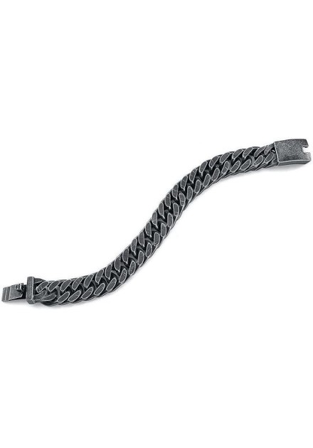 Pulsera Gruesa Plana Acero Envejecido