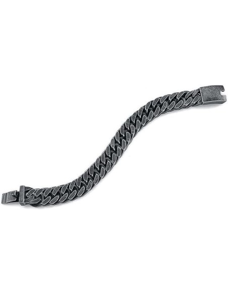 Pulsera Gruesa Plana Acero Envejecido