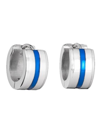 Pendientes Aro Franja Azul Acero