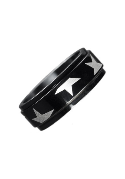 Anillo Estrellas Acero Negro