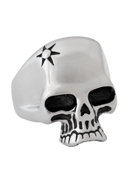 Anillo Calavera Estrella Acero
