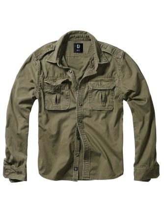 Camisa Vintage Militar Manga Larga Oliva BRANDIT